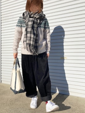 「マフラーコーデ」｜「アイテム（トートバッグ）」を使った、puuuupiiii2720さん（レディース・158cm）の冬コーディネート