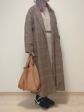 「セットアップコーデ」｜「アイテム（チェスターコート）」を使った、kaochanさん（レディース・162cm）の冬コーディネート