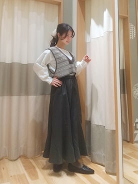 「袖ボリューム」｜「アイテム（その他シューズ）」を使った、しばちゃんさん（レディース・156cm）の春コーディネート