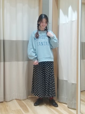 「袖ボリューム」｜「アイテム（スウェット）」を使った、しばちゃんさん（レディース・156cm）の冬コーディネート