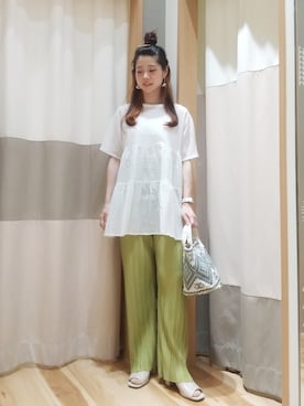 「ティアードブラウス」｜しばちゃんさん（レディース・156cm）の夏コーディネート