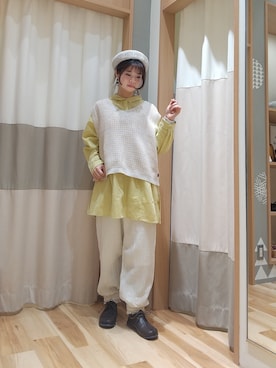 「前後着ベスト」｜しばちゃんさん（レディース・156cm）の冬コーディネート