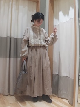 「袖ボリューム」｜「アイテム（その他シューズ）」を使った、しばちゃんさん（レディース・156cm）の秋コーディネート