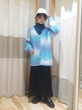 「グラデーションニット」｜「アイテム（帽子）」を使った、しばちゃんさん（レディース・156cm）の秋コーディネート