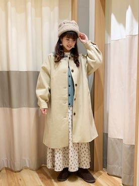「サマンサモスモス」｜「アイテム（ノーカラーコート）」を使った、しばちゃんさん（レディース・156cm）の秋コーディネート