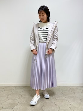 「ラベンダー」｜「アイテム（ブルゾン）」を使った、namiさん（レディース・153cm）の春コーディネート