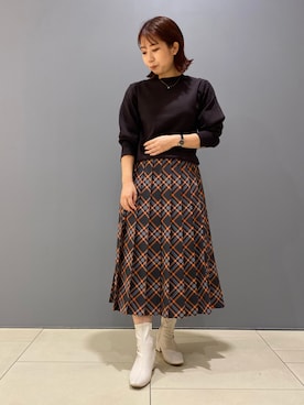 「インディヴィ」｜「アイテム（セットアップ）」を使った、namiさん（レディース・153cm）の秋コーディネート