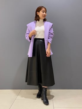 「ラベンダー」｜「アイテム（その他アウター）」を使った、namiさん（レディース・153cm）の冬コーディネート