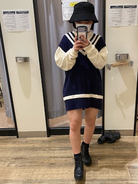 「韓国風コーデ」｜「アイテム（スウェット）」を使った、あーちゃんさん（レディース・151cm）の冬コーディネート