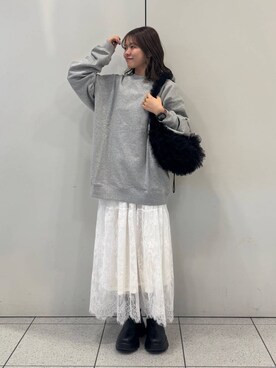 「新作」｜「アイテム（スウェット）」を使った、ことさん（レディース・155cm）の冬コーディネート