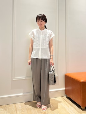 「レースブラウス」｜KATAYAMAさん（レディース・156cm）の夏コーディネート