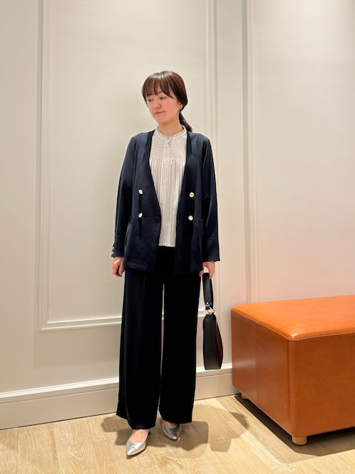 セットアップ対応》ハイストレッチカルゼワッシャーノーカラー