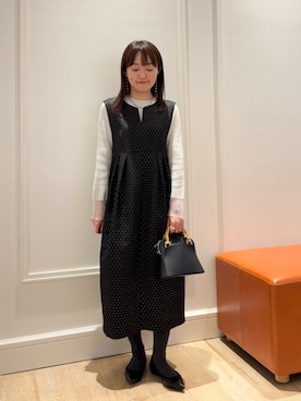 「ラメニット」｜「アイテム（ワンピース/ドレス）」を使った、KATAYAMAさん（レディース・156cm）の冬コーディネート