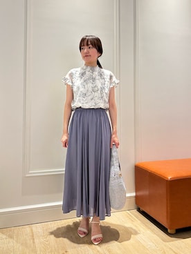 「アイテム（スカート、パープル系）」を使った、KATAYAMAさん（レディース・156cm）の夏コーディネート