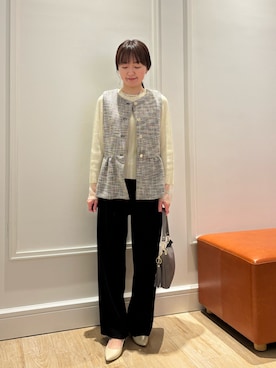 「春カラー」｜「アイテム（ダウンジャケット/コート）」を使った、KATAYAMAさん（レディース・156cm）の冬コーディネート