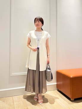「アイテム（ノーカラージャケット）」を使った、KATAYAMAさん（レディース・156cm）の夏コーディネート