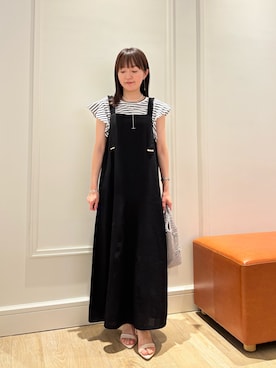 「ボーダーTシャツ」｜「アイテム（ワンピース/ドレス）」を使った、KATAYAMAさん（レディース・156cm）の夏コーディネート