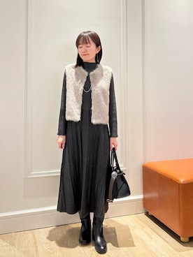 「アイテム（ブルゾン、ベージュ系）」を使った、KATAYAMAさん（レディース・156cm）の冬コーディネート