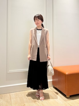 「ノースリーブニット」｜KATAYAMAさん（レディース・156cm）の夏コーディネート