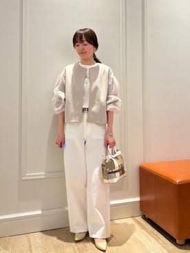 「ホワイトデニム」｜「アイテム（ジャケット/アウター）」を使った、KATAYAMAさん（レディース・156cm）の春コーディネート
