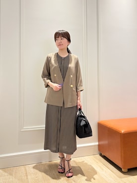 「アイテム（ノーカラージャケット）」を使った、KATAYAMAさん（レディース・156cm）の夏コーディネート