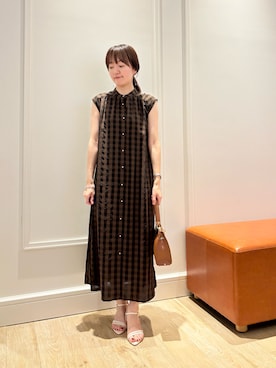 「チェックワンピース」｜KATAYAMAさん（レディース・156cm）の夏コーディネート
