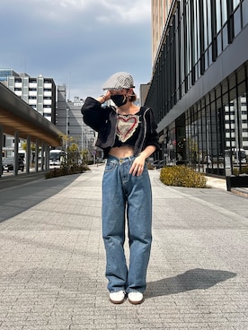 「OVERRIDE」｜「アイテム（ハンチング/ベレー帽）」を使った、ひかるさん（レディース・153cm）の春コーディネート