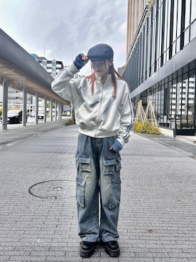「OVERRIDE」｜「アイテム（ハンチング/ベレー帽）」を使った、ひかるさん（レディース・153cm）の冬コーディネート