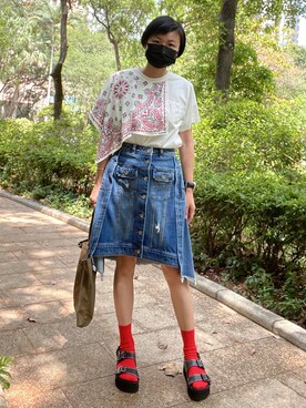 「initial（イニシャル）のアイテム（スカート）」を使った、Koさん（レディース・158cm）の春コーディネート