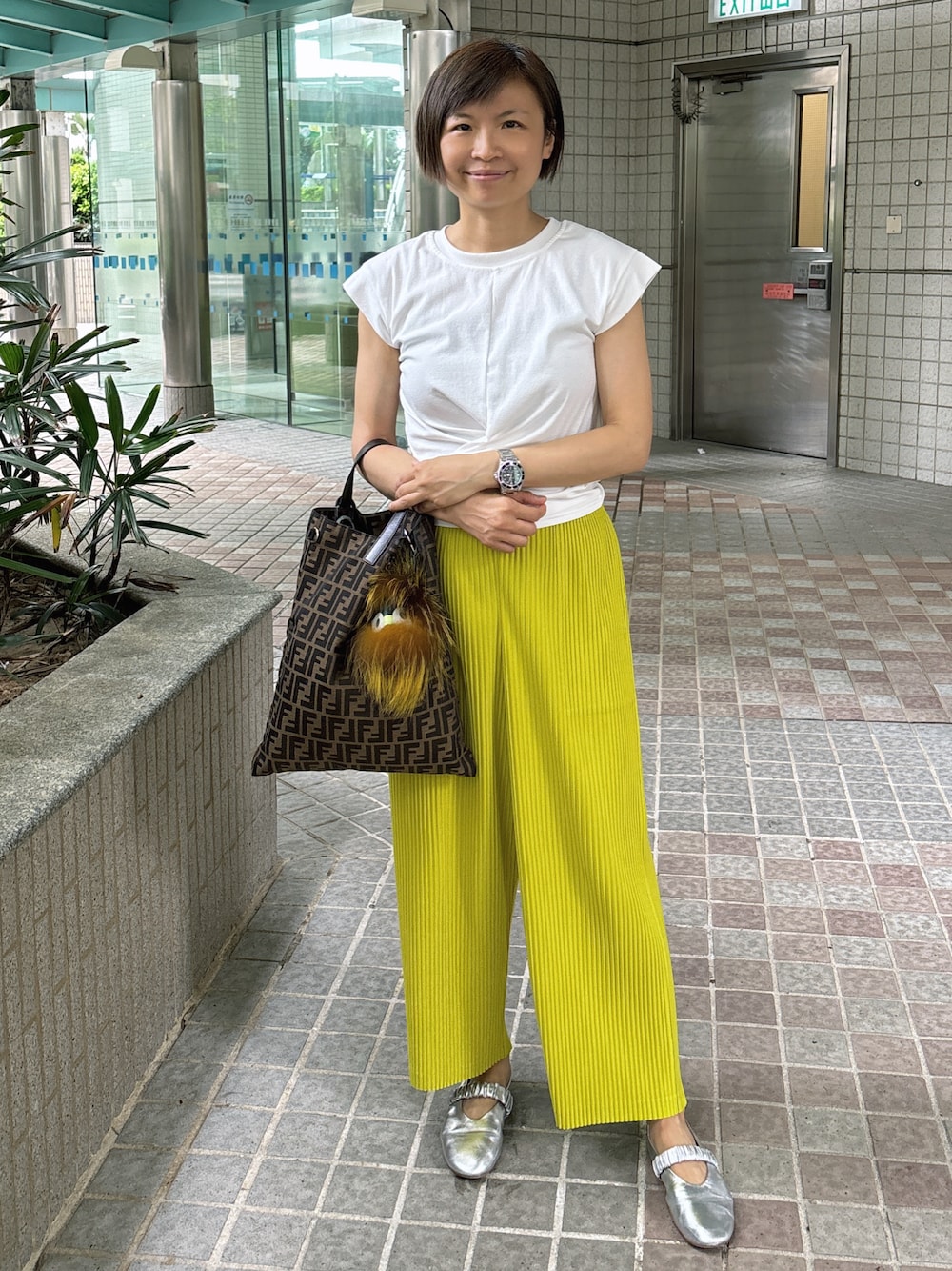 PLATS PLEASE プリーツサルエルパンツ レモンイエロー PLATS PLEASE プリーツサルエルパンツ レモンイエロー PLATS