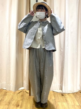 「TSUHARU by Samansa Mos2（ツハルバイサマンサモスモス）のアイテム（ノーカラージャケット）」を使った、おすずさん（レディース・151cm）の春コーディネート
