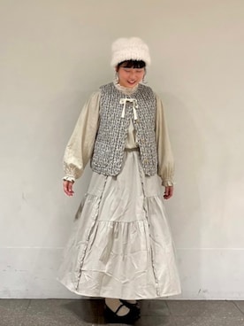 「Samansa Mos2（サマンサ モスモス）のモールニットワッチ（ハット、ホワイト系）」を使った、おすずさん（レディース・151cm）の冬コーディネート