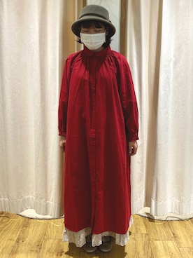 「サマンサモスモス」｜「アイテム（シャツワンピース）」を使った、おすずさん（レディース・151cm）の秋コーディネート