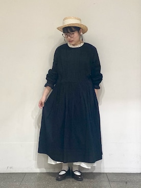 「Samansa Mos2（サマンサ モスモス）の太リボンカンカン帽（ハット、ホワイト系）」を使った、おすずさん（レディース・151cm）の冬コーディネート