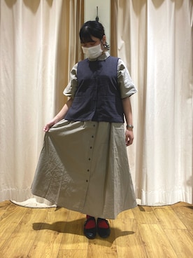 「サマンサモスモス」｜「アイテム（シャツワンピース）」を使った、おすずさん（レディース・151cm）の夏コーディネート