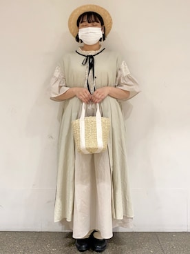 「Samansa Mos2（サマンサ モスモス）のモチーフレースワンピース（ワンピース）」を使った、おすずさん（レディース・151cm）の春コーディネート