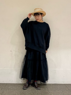 「Samansa Mos2（サマンサ モスモス）の2WAYサボサンダル（サンダル、ブラウン系）」を使った、おすずさん（レディース・151cm）の冬コーディネート