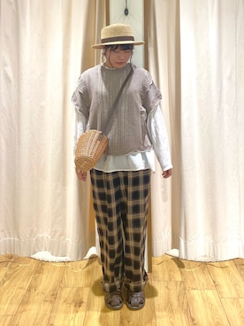 「Samansa Mos2（サマンサ モスモス）のインドコットン胸元レースブラウス（シャツ/ブラウス）」を使った、おすずさん（レディース・151cm）の春コーディネート