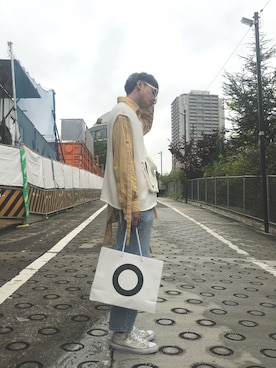「アイテム（サングラス、ホワイト系）」を使った、KeeNさん（メンズ・172cm）の夏コーディネート