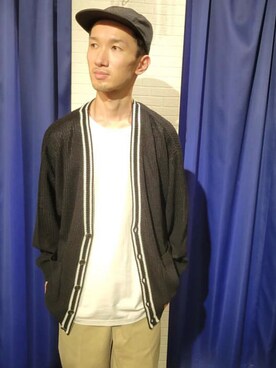 「L’autre côtéのアイテム（カーディガン/ボレロ、ブラック系）」を使った、lautrecote下北沢店さん（メンズ・158cm）の秋コーディネート