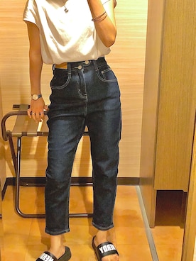 「NERDY（ノルディ）のアイテム（スリッポン）」を使った、kiyoiiiiiさん（レディース・153cm）の夏コーディネート