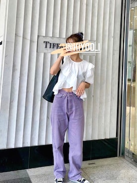 「GRL（グレイル）のアイテム（チノパンツ）」を使った、kiyoiiiiiさん（レディース・153cm）の夏コーディネート