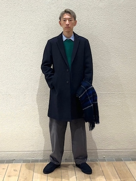 「マイベストコーデ2023」｜「アイテム（チェスターコート）」を使った、徳山さん（メンズ・177cm）の冬コーディネート