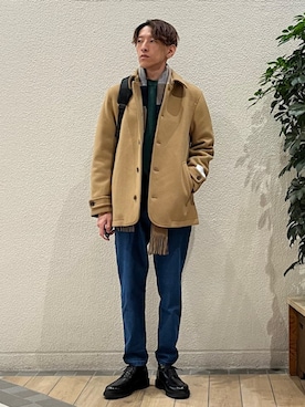 「アイテム（ピーコート）」を使った、徳山さん（メンズ・177cm）の秋コーディネート