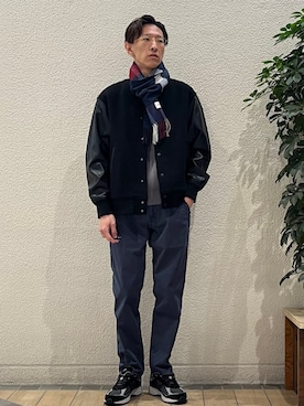 「アイテム（スタジャン）」を使った、徳山さん（メンズ・177cm）の冬コーディネート