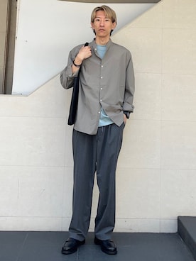 「SHIPS any（シップス エニィ）のSHIPS any:〈洗濯機可能〉LIM BLESS ソリッド / ストライプ バンドカラー シャツ 25AW◇（シャツ/ブラウス）」を使った、徳山さん（メンズ・177cm）の秋コーディネート