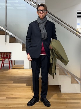 「コート」｜「アイテム（セットアップ）」を使った、徳山さん（メンズ・177cm）の冬コーディネート