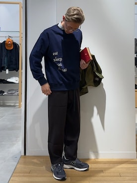 「SHIPS any（シップス エニィ）のアイテム（ステンカラーコート）」を使った、徳山さん（メンズ・177cm）の秋コーディネート