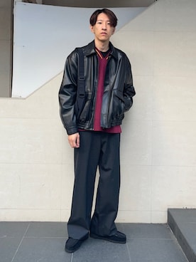 「SHIPS any（シップス エニィ）のアイテム（スラックス）」を使った、徳山さん（メンズ・177cm）の秋コーディネート