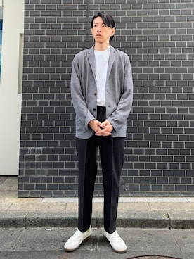 「SHIPS any（シップス エニィ）のアイテム（スラックス）」を使った、徳山さん（メンズ・177cm）の夏コーディネート